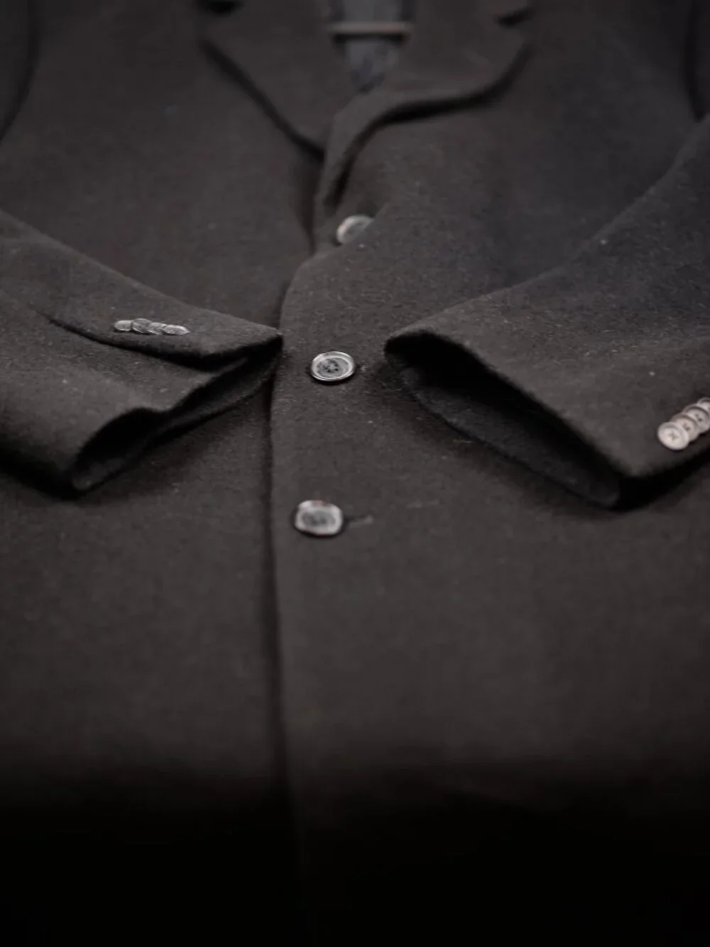 Joseph Abboud Black Wool Cashmere Blend Single Breasted Overcoat 48R